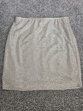Metallic Silver Women's Stretch Mini Skirt